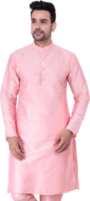 HUZUR Men Solid Straight Kurta(Yellow)