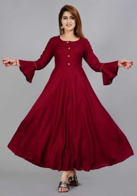 NUPITAL Women Solid Anarkali Kurta(Maroon)