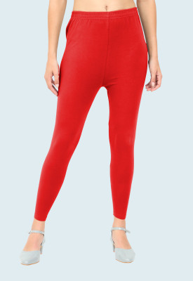 popolo Ankle Length Western Wear Legging(Red, Solid)