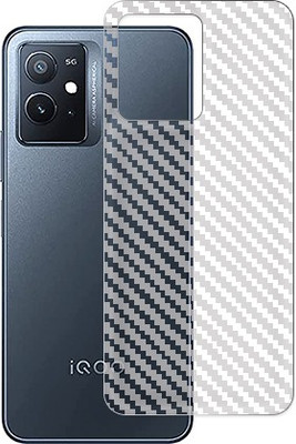 SOMTONE iQOO Z6 5G Back Carbon Fiber Skin Tempered Glass Guard Mobile Skin(Transparent)