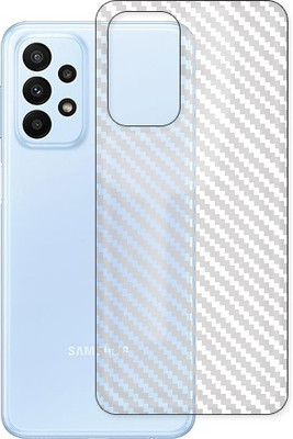 SOMTONE Samsung Galaxy A23 Back Carbon Fiber Skin Tempered Glass Guard Mobile Skin(Transparent)