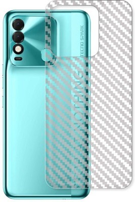 SOMTONE Tecno Spark 8T Back Carbon Fiber Skin Tempered Glass Guard Mobile Skin(Transparent)