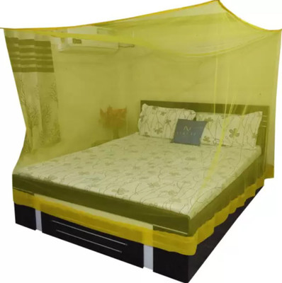 Creative unlimited Nylon Adults Washable Double Bed 6*6 Washabe Frame Hung type Mosquito Net with High Quality Mosquito Net(Yellow, Frame Hung)