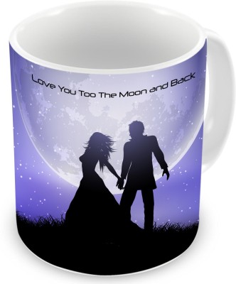 Square Designs Love You Too the Moon and Back Text Printed Print Ceramic Coffee Mug(325 ml)