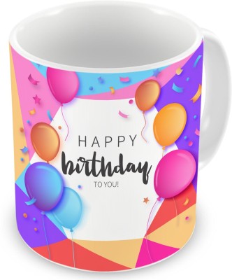 Square Designs Illustrator Happy Birthday Ceramic Coffee Mug(325 ml)