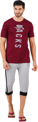 GOKUL FASHION Men Printed Maroon Top & Capri Set
