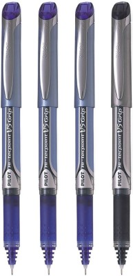 PILOT V5 Grip (Blue/Black - Set of 4) Roller Ball Pen(Pack of 4, Multicolor)