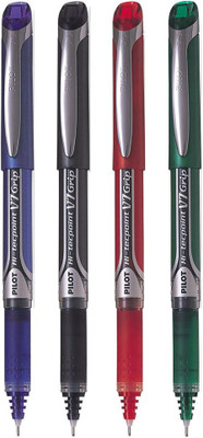 PILOT V7 Grip (Blue/Black/Red/Green - Set of 4) Roller Ball Pen(Pack of 4, Ink Color - Multicolor)