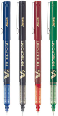 PILOT V7 Grip (Blue/Black/Red/Green - Set of 4) Roller Ball Pen(Pack of 4, Ink Color - Multicolor)