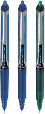PILOT V7 RT (Blue/Green - Set of 3) Roller Ball Pen(Pack of 3, Ink Color - Multicolor)