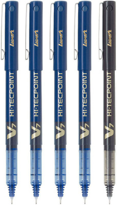 PILOT V7 Grip (Blue/Black - Set of 5) Roller Ball Pen(Pack of 5, Ink Color - Multicolor)