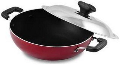 HM EVOTEK Non Stick Layer Kadai Kadhai Gas Stove Uses Cooking Bartan With Lid H-80 Handi 2 L with Lid(Aluminium, Non-stick, Induction Bottom)