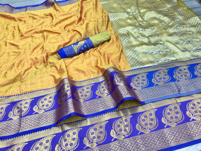 jayant creation Embellished Banarasi Art Silk Saree(Mustard)