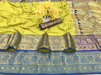 jayant creation Embellished Banarasi Art Silk Saree(Yellow)