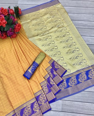 jayant creation Embellished Banarasi Art Silk Saree(Orange)