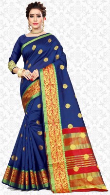 Divastri Woven Dharmavaram Art Silk Saree(Blue)