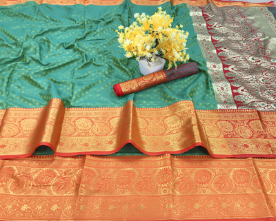 jayant creation Embellished Banarasi Art Silk Saree(Dark Green)