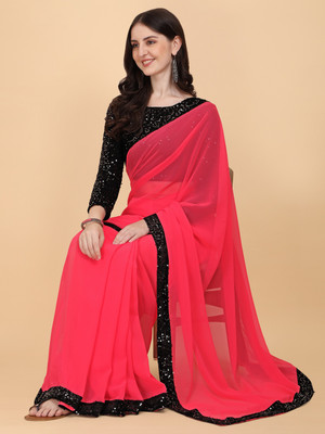 PMD Fashion Embellished Bollywood Georgette Saree(Pink)