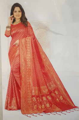 satyam fashion Digital Print Banarasi Silk Blend Saree(Multicolor)
