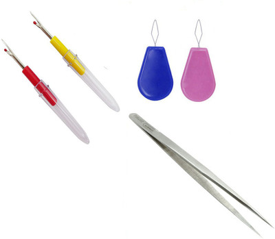Crafts Haveli 3 Items Combo : 2 Seam Ripper, Tweezer & 2 Needle Threader Sewing Kit