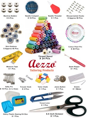 Aezzo Double Layer Multipurpose Tailoring Travel Sewing Kit Box with all Accessories.