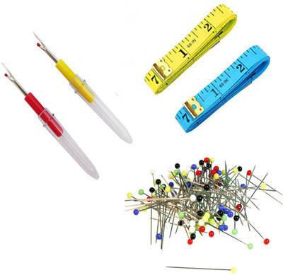 Crafts Haveli 3 Items Combo : 2 Seam Ripper, Round Head Pin Multi, 2 Measuring Tape Sewing Kit