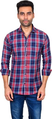 Moudlin Men Checkered Casual Red, Blue Shirt