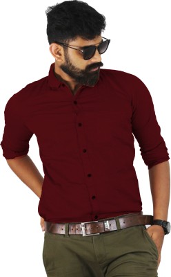 Indi Hemp Men Solid Casual Maroon Shirt