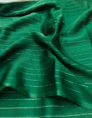 Braincode Striped Bollywood Chiffon Saree(Green)