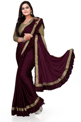 Freydis Self Design Bollywood Lycra Blend Saree(Maroon)