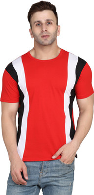 SWIFTLY Striped Men Round Neck Red T-Shirt
