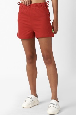 FOREVER 21 Solid Women Red Regular Shorts