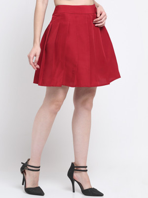 Emeros Solid Women A-line Maroon Skirt