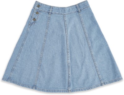 Pantaloons Junior Solid Girls Flared Dark Blue Skirt