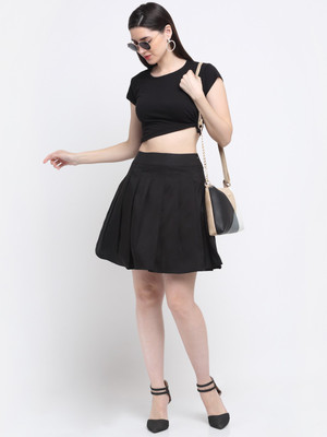 Emeros Solid Women A-line Black Skirt