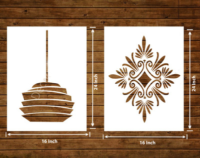 Decor now 16-inch x 24-inch Modern Flower AND Candlelight Reusable DIY Wall Stencil for Home Decor wall stencil Stencil(Pack of 2, Modern Flower style AND CAND lelight Dews Print)