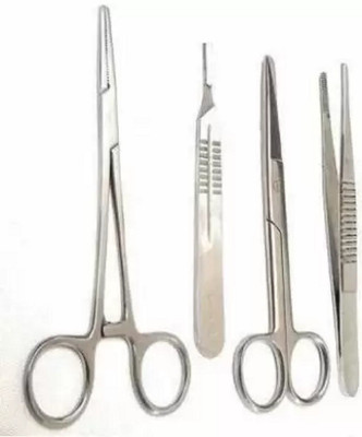 GOLDFINCH ARTERY FORCEPS,B.P HANDLE, DRESSING SCISSOR, DISSECTING FORCEP (4 PCS SET) Utility Forceps