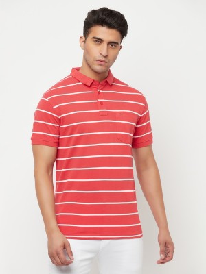 CRIMSOUNE CLUB Striped Men Polo Neck Red T-Shirt