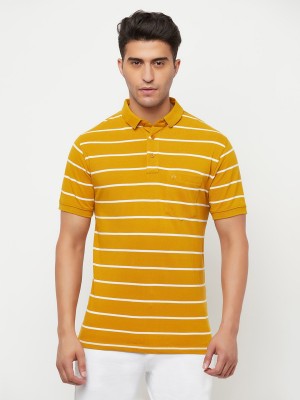 CRIMSOUNE CLUB Striped Men Polo Neck Yellow T-Shirt