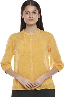 Honey By Pantaloons Casual Solid Women Yellow Top