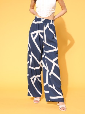 Berrylush Relaxed Women Blue Trousers