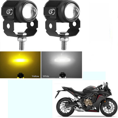 RawatZ DC Power Mini Driving Light 2 Color White & Yellow Spot Beam (Pack of 2)-076 Fog Lamp Motorbike LED for Honda (12 V, 20 W)(CBR 600RR, Pack of 2)