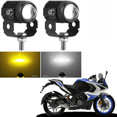 RawatZ DC Power Mini Driving Light 2 Color White & Yellow Spot Beam (Pack of 2)-033 Fog Lamp Motorbike LED for Bajaj (12 V, 20 W)(Pulsar 220 DTS-i, Pack of 2)
