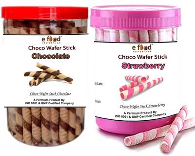 E Food Factory Choco Wafer Stick Rolls Chocolate & Strawberry 250 g ...