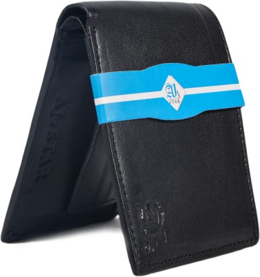 AJS STAR Men Formal, Ethnic, Travel Black Genuine Leather Wallet(5 Card Slots)