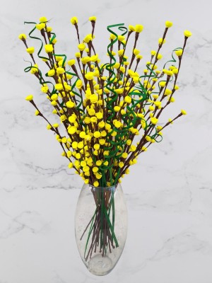fab n Style Handmade Yellow Rose Flower Bunch with Green filler grass home decor Yellow, Green Rose, Dried Twigs, Wild Flower, Orchids Artificial Flower(30 inch, Pack of 1, Flower Bunch)