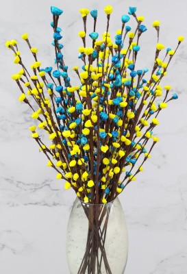 fab n Style Handmade Dry Flower Stick for Vase Yellow, Blue Rose, Wild Flower, Orchids Artificial Flower(30 inch, Pack of 1, Flower Bunch)