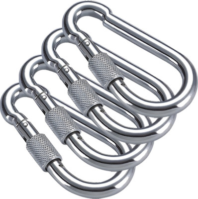B fit 8 MM Snap Hook Set of 4 Locking Carabiner(Silver)