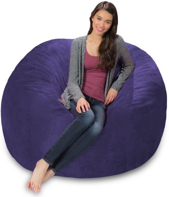 Label nj Jumbo Pouffe Bean Bag Cover  (Without Beans)(Blue)