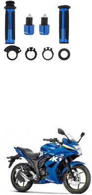 PRTEK 7/8 Handle Bar CNC Aluminum Rubber Handlebar Hand Grips 195 Handle Bar Grip For Suzuki Gixxer SF(Pack of 2)